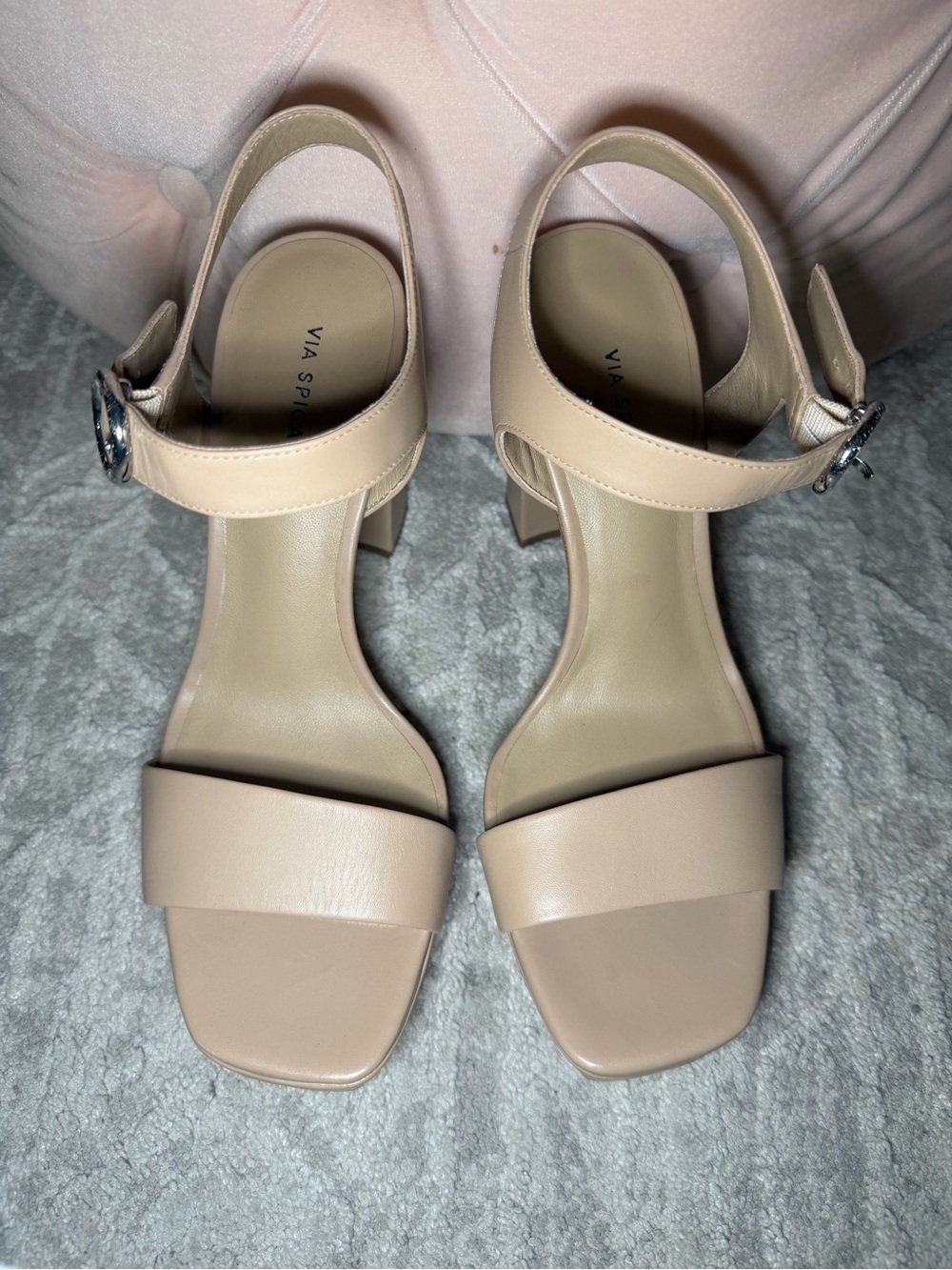 Via Spiga Beige Strap Block Heel Sandals